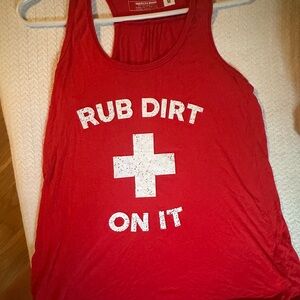 Rub dirt on it Red Tank Top with White Print